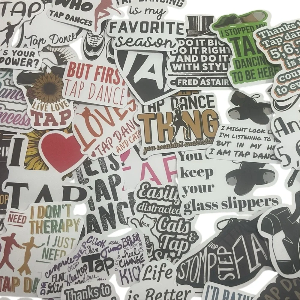 Tap Dance Stickers 100 pc. Lot Vinyl Decals Dance Quotes Laptop Water Bottle Sc